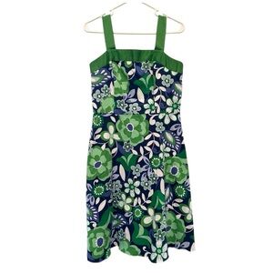 Vintage Y2K Era Studio 1 Green and Blue Floral Midi Dress Size 8